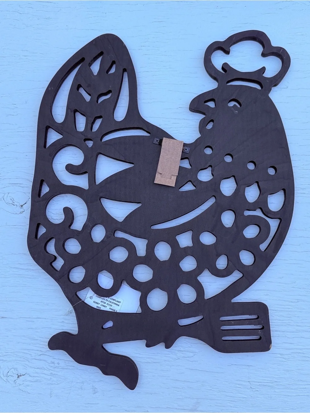 Decorative Brown Wooden Rooster Wall Art - Unbranded